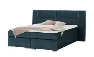 Primo Boxspringbett Dunkelblau 140 cm H2 Mikrofaser in Samt-Optik