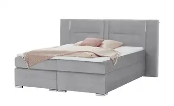 Primo Boxspringbett Silbergrau 140 cm H2 Mikrofaser in Samt-Optik