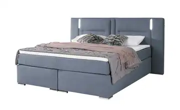 Primo Boxspringbett Blau 140 cm H2 Webstoff fein