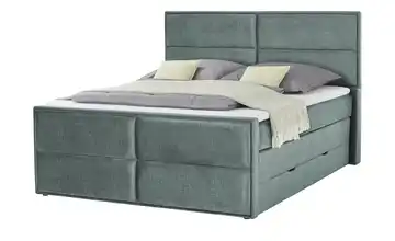 Boxspringbett mit Stauraum Croco Petrol 180 cm mit Silverlife-Topperbezug H2 & H3