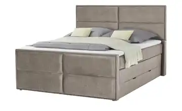 Boxspringbett mit Stauraum Croco Taupe 180 cm mit Silverlife-Topperbezug H2 & H3