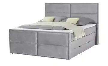 Boxspringbett mit Stauraum Croco Silbergrau 180 cm mit Silverlife-Topperbezug H2 & H3