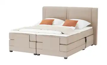 Motor-Boxspringbett Rimini Beige Webstoff fein 180 cm H2 & H3