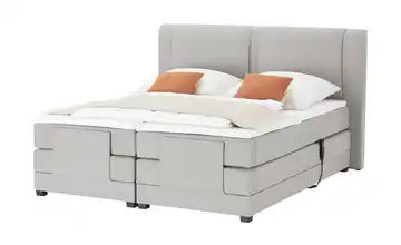 Primo Motor-Boxspringbett Rimini Silbergrau Webstoff fein 140 cm H2