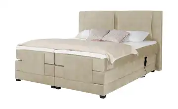 Primo Motor-Boxspringbett Rimini Beige Mikrofaser in Samt-Optik 140 cm H2