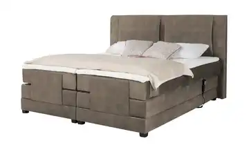 Primo Motor-Boxspringbett Rimini Braun Mikrofaser in Samt-Optik 140 cm H2