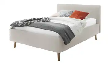 Polsterbett Beige Webstoff grob ohne Bettkasten 140 cm Eiche