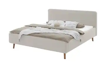 Polsterbett Beige Webstoff grob ohne Bettkasten 160 cm Eiche