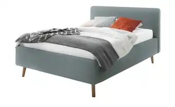 Polsterbett Eisblau Webstoff grob ohne Bettkasten 140 cm Eiche