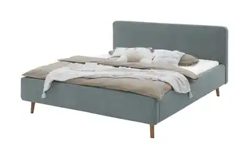 Polsterbett Türkis Webstoff grob 160 cm mit Bettkasten