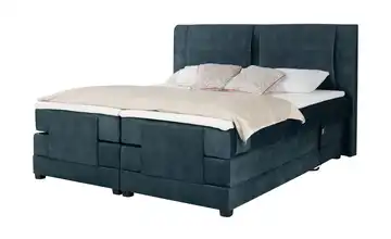 Primo Motor-Boxspringbett Rimini Petrol Mikrofaser in Samt-Optik 140 cm H2