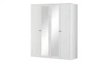 Drehtürenschrank Weiß mit Spiegeltüren 4-türig mit zwei Spiegeltüren