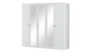 Drehtürenschrank Weiß mit Spiegeltüren 5-türig mit drei Spiegeltüren