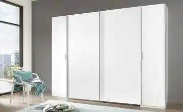 Dreh-/ Schwebetürenschrank ohne Spiegel-Schwebetüren Drehtüren in Weiß Weiß 272 cm