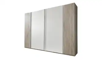 Dreh-/ Schwebetürenschrank ohne Spiegel-Schwebetüren Drehtüren in Eiche-Sägerau-Nachbildung Weiß 272 cm