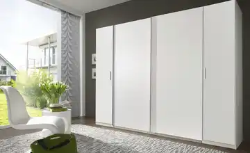 Dreh-/ Schwebetürenschrank ohne Spiegel-Schwebetüren Drehtüren in Weiß Weiß 316 cm