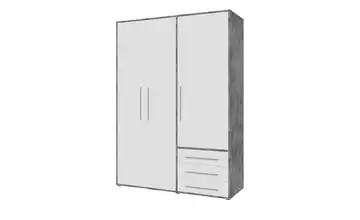 Kleiderschrank Betonoptik, Weiß 144,4 cm