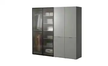 Drehtürenschrank ohne Beleuchtung Grau, satiniert