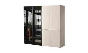 Drehtürenschrank mit Beleuchtung Beige, transparent