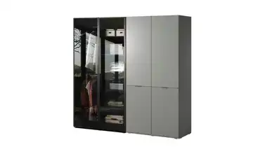 Drehtürenschrank mit Beleuchtung Grau, transparent