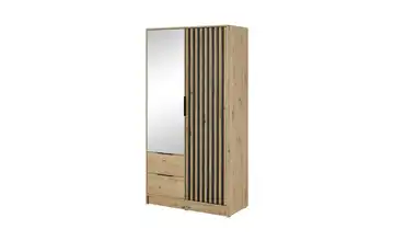 Drehtürenschrank mit Spiegel Eiche Artisan 105 cm