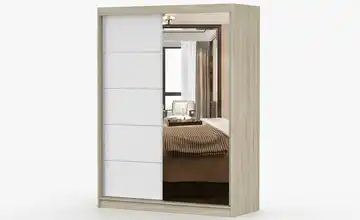 Schwebetürenschrank Vista Eiche Sonoma, Weiß