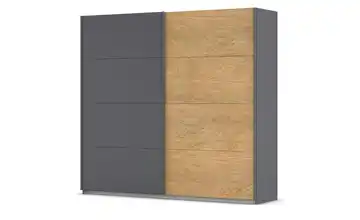 Schwebetürenschrank 2 türig 226 cm Dunkelgrau, Eiche