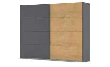 Schwebetürenschrank 2 türig 271 cm Dunkelgrau, Eiche