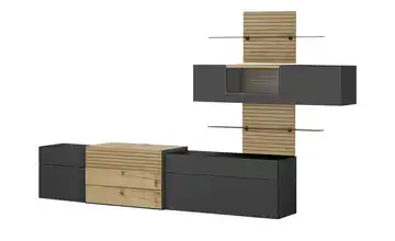 Wohnwert Wohnwand Spektrum Schwarz, Eiche