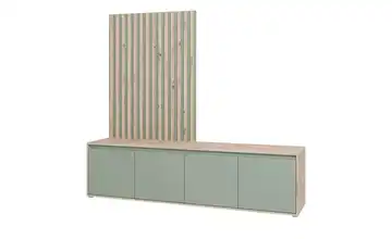 Wohnwand Salbeigrün, Asteiche (Nachbildung)