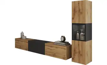 Wohnwand Eiche (Nachbildung), Schwarz