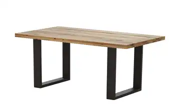 Woodford Massivholztisch mit Kufengestell Pantheon Kufen (U-förmig) Anthrazit gerade Tischkante Wildeiche 160 cm