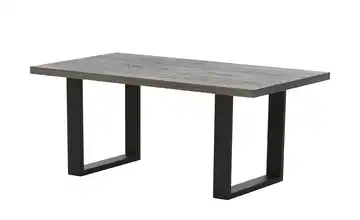 Woodford Massivholztisch mit Kufengestell Pantheon Kufen (U-förmig) Anthrazit gerade Tischkante Eiche Grau 160 cm