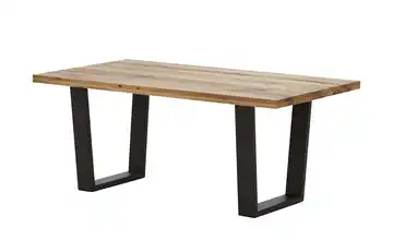 Woodford Massivholztisch mit Kufengestell Pantheon Kufen (trapezförmig) Anthrazit gerade Tischkante Wildeiche 160 cm