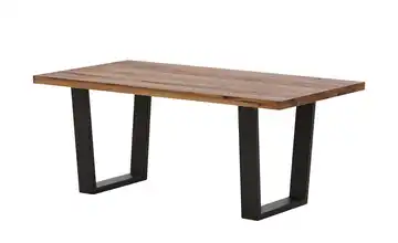 Woodford Massivholztisch mit Kufengestell Pantheon Kufen (trapezförmig) Anthrazit gerade Tischkante Eiche Bassano 160 cm