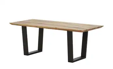 Woodford Massivholztisch mit Kufengestell Pantheon Kufen (trapezförmig) Anthrazit Schweizer Tischkante Wildeiche 160 cm