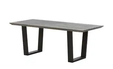 Woodford Massivholztisch mit Kufengestell Pantheon Kufen (trapezförmig) Anthrazit Eiche Grau Schweizer Tischkante 160 cm