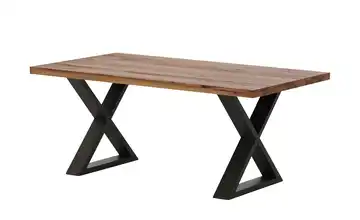 Woodford Massivholztisch mit Kufengestell Pantheon Kufen (X-förmig) Anthrazit gerade Tischkante Eiche Bassano 180 cm