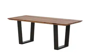 Woodford Massivholztisch Pantheon Eiche Bassano Kufen (trapezförmig) Anthrazit Schweizer Tischkante 220 cm