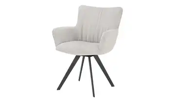 Wohnwert Armlehnstuhl Stella Hellgrau Armlehne, Drehfunktion Metall Cordstoff