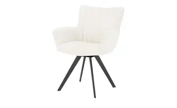 Wohnwert Armlehnstuhl Stella Creme Armlehne, Drehfunktion Metall Cordstoff