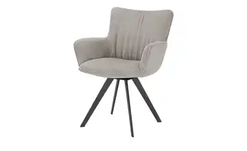 Wohnwert Armlehnstuhl Stella Grau Armlehne, Drehfunktion Metall Cordstoff