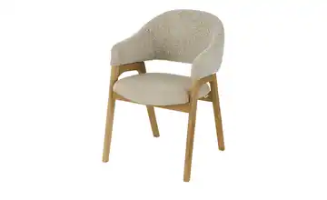 smart Armlehnstuhl mit Eiche Massivholzgestell Beige, Greige