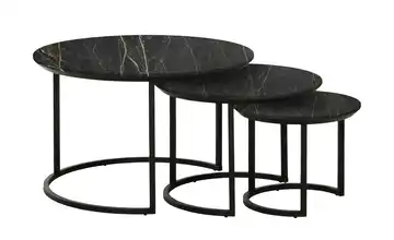 Primo Couchtisch 3er Set Marmoroptik, Schwarz