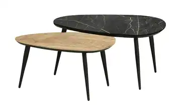 Primo Couchtisch 2er-Set Mango (Nachbildung), Marmoroptik, Schwarz