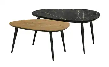 Primo Couchtisch 2er-Set Eiche (Nachbildung), Natur, Marmoroptik, Schwarz