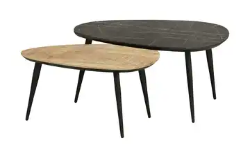 Primo Couchtisch 2er Set Mango (Nachbildung), Marmoroptik, Grau