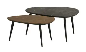 Primo Couchtisch 2er Set Eiche (Nachbildung), Haselnussbraun, Marmoroptik, Grau