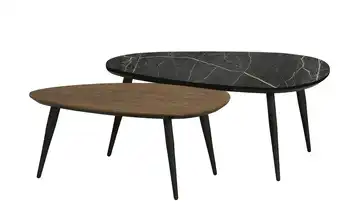 Primo Couchtisch 2er Set XL Eiche (Nachbildung), Haselnussbraun, Marmoroptik, Schwarz