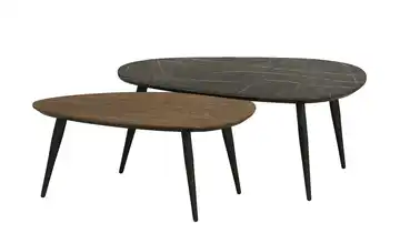 Primo Couchtisch 2er Set XL Eiche (Nachbildung), Haselnussbraun, Marmoroptik, Grau